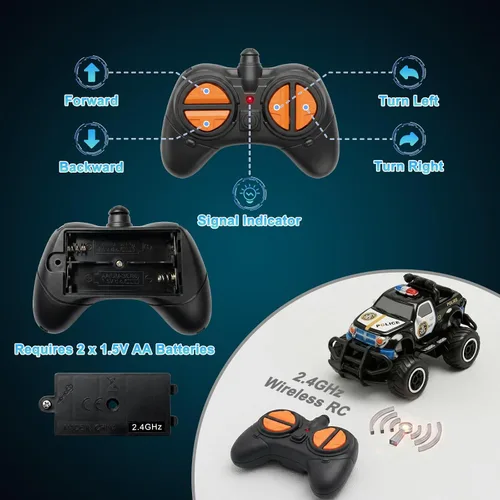 Vista 6 de Pup Go Mini Remote Control Police Car Toy for Kids 3 4 5 6 7 Year Old
