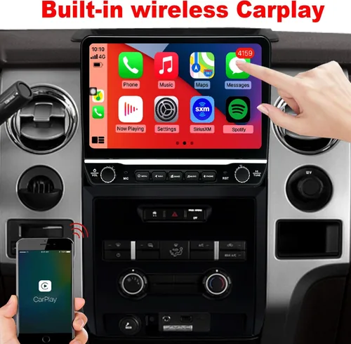 Vista 3 de Para Ford F150 Radio Upgrade 2013 2014 STX XL, QLED Touch Screen Stereo,8 Core CPU,Carplay Android Auto Ready,Mantener el control del volante