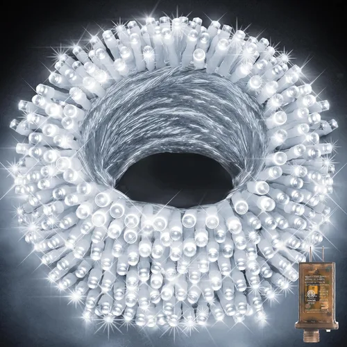 Vista 9 de KNONEW Guirnalda de luces de Navidad para interiores, 60 pies, 180 luces LED impermeables para exteriores, 8 modos de iluminación, función