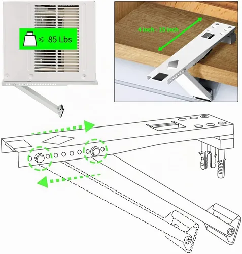 Vista 3 de Soporte universal para aire acondicionado de ventana de hasta 85 libras Soporte de aire acondicionado resistente diseñado para unidades de A/C
