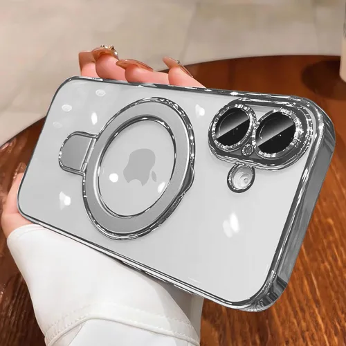 Vista 22 de Funda transparente con soporte magnético invisible para iPhone 14 Pro con protector de lente de cámara incorporado Compatible con MagSafe, cubierta