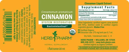 Vista 7 de Herb Pharm Extracto líquido de canela: Corteza de canela orgánica certificada para apoyo del sistema gastrointestinal y digestivo, sin gluten