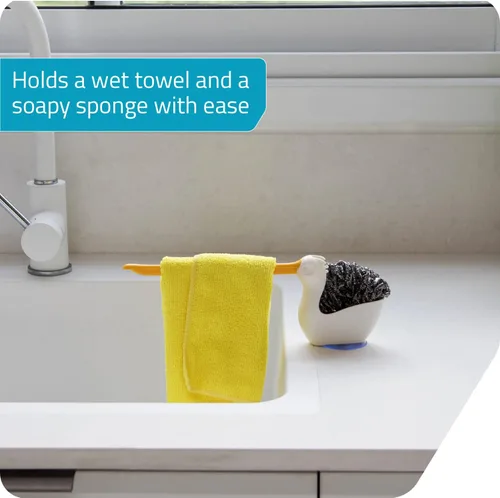 Vista 3 de PELEG DESIGN Pelix - Soporte de plástico para esponja y paño para fregadero de cocina con ventosa, organizador de cocina 2 en 1 y decoración, se