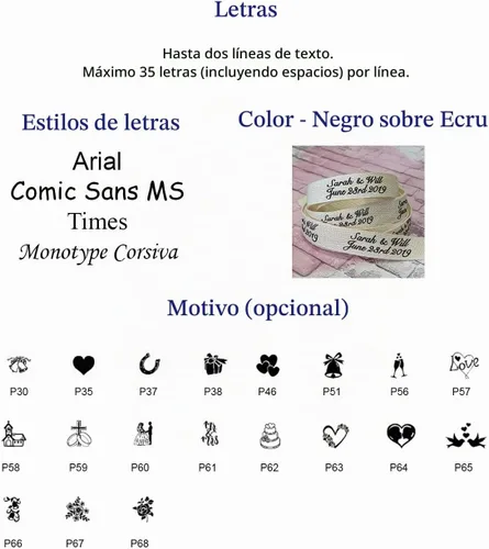 Vista 2 de Cinta de algodón personalizada, personalizada e impresa con tu texto para recuerdos y regalos (5 yardas)