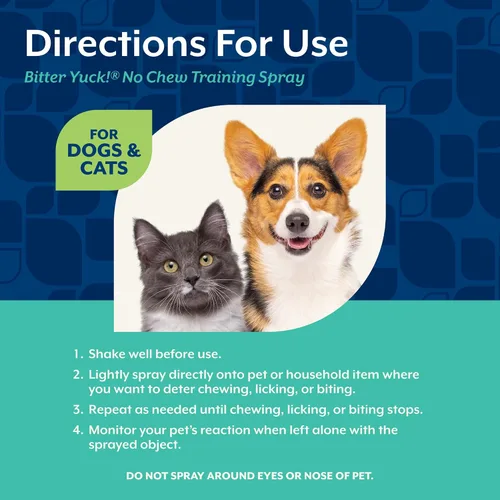 Vista 5 de NaturVet Bitter Yuck! Spray Anti-Mordidas para Perros, Gatos y Caballos, Spray de Entrenamiento para Mascotas, Líquido, Fabricado en los Estados