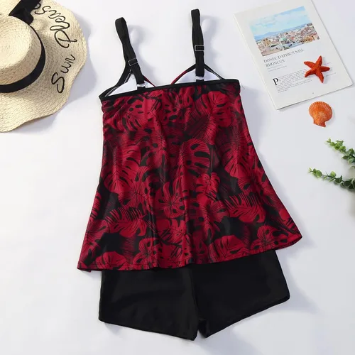 Vista 6 de Traje de baño tankini de talla grande para mujer, brasier acolchado push-up con relleno, conjunto de bikini para traje de baño, ropa de playa