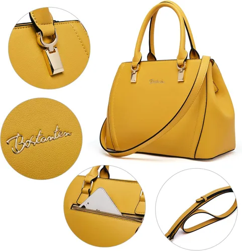 Vista 6 de BOSTANTEN Bolsos de cuero para mujer con asa superior, monederos medianos