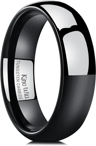 Vista 8 de King Will Alianza de boda de carburo de tungsteno para hombres y mujeres, anillos de promesa para parejas abovedados de alto pulido