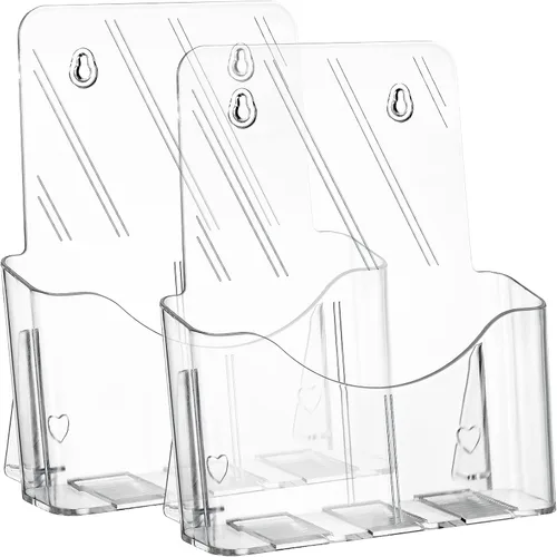 Vista 6 de Yarlung Paquete de 2 soportes acrílicos para folletos, 8.5 x 11 pulgadas, soporte de exhibición transparente para escritorio o pared, organizador