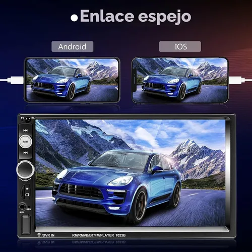 Vista 2 de Podofo - Estéreo de auto de doble DIN con radio, pantalla táctil Bluetooth de 7 pulgadas manos libres, Mirror Link, USB, SD, FM, receptor de audio