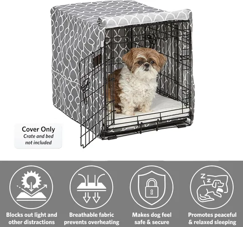 Vista 3 de MidWest Homes for Pets Funda para jaula para perros pequeños con protector de tela de Teflon, funda de privacidad de poliéster y algodón