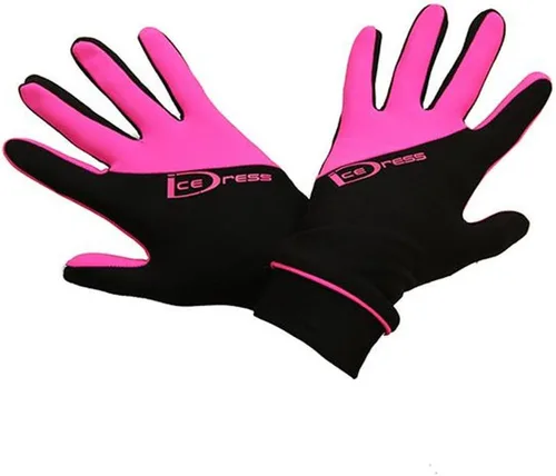 Vista 2 de Guantes térmicos de patinaje artístico de dos colores Sport Negro y rosa intenso