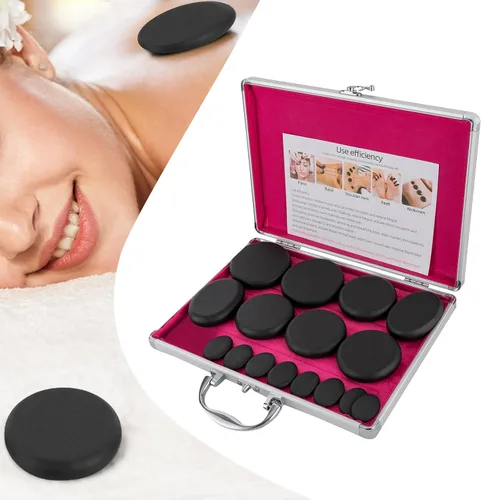 Vista 2 de SHZICMY Hot Stones - Juego de masaje, 16 piedras calientes de basalto con kit de calentador para spa profesional o en casa, relajación, curación