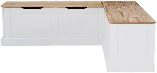 Vista 6 de Linon Troyin - Rincón de almacenamiento de madera natural y blanca con cojines verdes