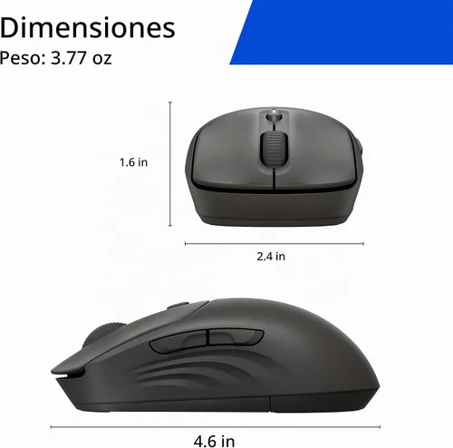 Vista 9 de HP Ratón inalámbrico silencioso 400, Bluetooth dual y 2.4 GHz, silicona suave, clics silenciosos, rueda Microsoft, batería de 24 meses, 6000 DPI
