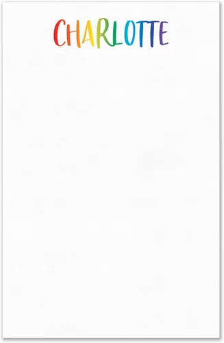 Vista 6 de Bloc de notas personalizado para niños con nombre en colores brillantes del arco iris, fuente linda, bloc de notas de escritura desprendible