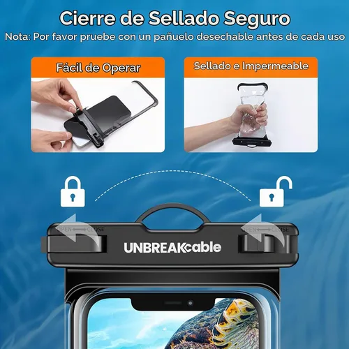 Vista 6 de UNBREAKcable Funda impermeable para teléfono, paquete de 2 fundas impermeables IPX8 para iPhone 17, 16, 15, 14, 13, 12 Pro Max, Samsung S25, S24