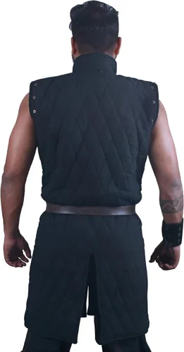 Vista 3 de Gambeson Abrigo acolchado grueso Aketon Chaqueta Armor - Telas de algodón negro (pequeño), Negro