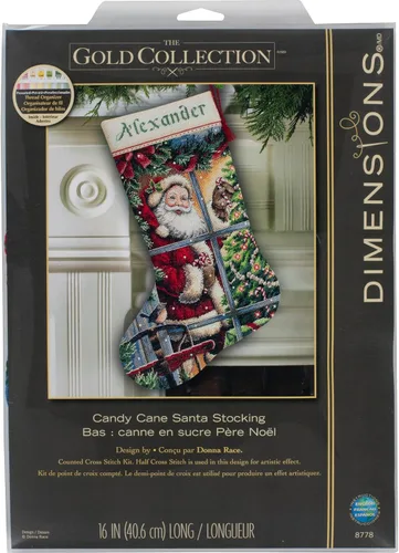 Vista 9 de Dimensions 71-09162 Chill Out Kit de Calcetín de Navidad de Needlepoint Personalizable, 16" de Largo, Multicolor, 7 piezas