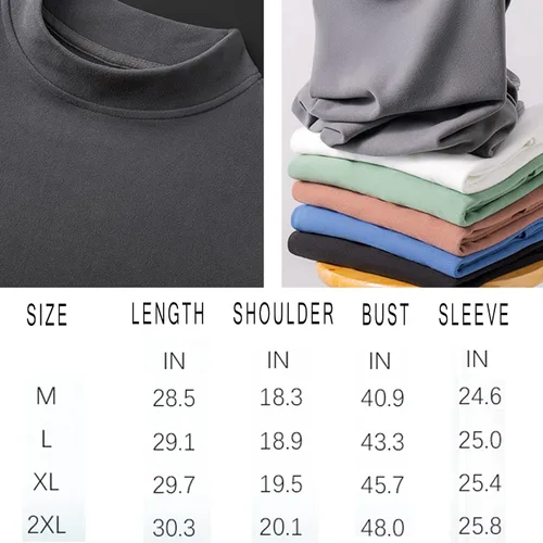 Vista 4 de Suéter de cuello alto para hombre, manga larga, diseño básico, elástico, ajustado, suéteres simulados
