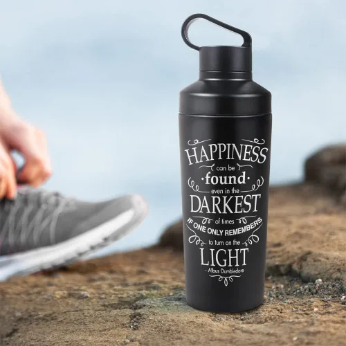 Vista 4 de Harry Potter OFFICIAL Happiness - Botella de agua aislada de 18 onzas, resistente a fugas, de acero inoxidable aislado al vacío con tapa de bucle 2