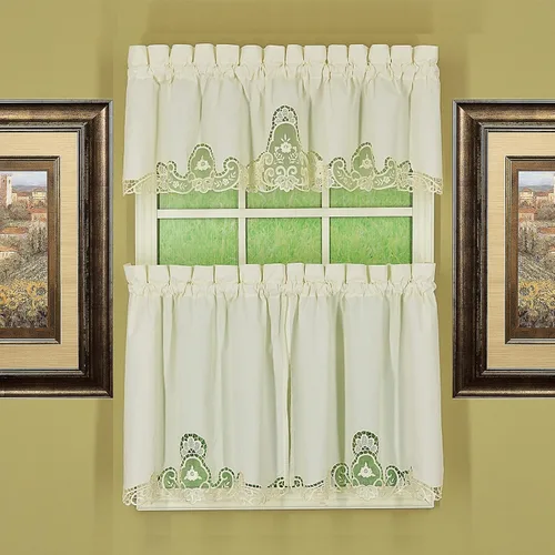 Vista 3 de Today's Curtain Annabelle Cenefa de macramé de 14 pulgadas, color crudo, 60 pulgadas de ancho x 14 pulgadas de largo
