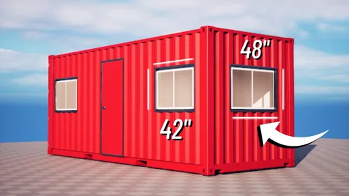 Vista 2 de Container Modification World® - Kit de marco de ventana de pared lateral de 42" x 30" para contenedores de envío y latas de mar - Sistema de marco