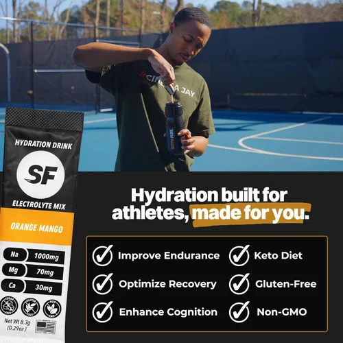 Vista 3 de Sota Fuel Performance Hydration Mezcla de bebida en polvo con electrolitos 30 unidades Mango naranja Cero azúcar