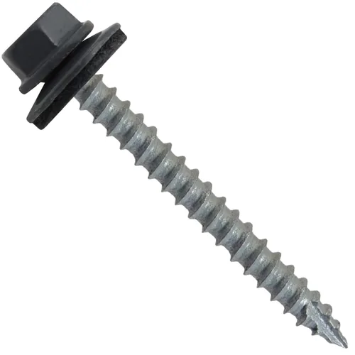 Vista 241 de TORNILLOS PARA TECHOS DE METAL #14: (250) Tornillos x 1" ABC GRIS Tornillo para techo de chapa metálica con cabeza hexagonal y arandela.