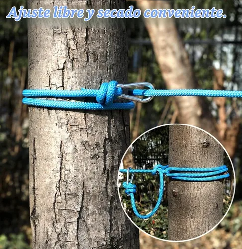 Vista 6 de Clothesline - Cuerda de secado de ropa, portátil, ajustable, para interiores y exteriores, línea de ropa a prueba de viento, colgador para camping