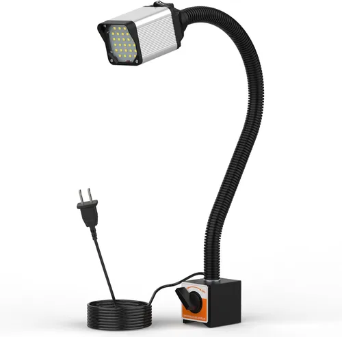 Vista 12 de Luz de trabajo magnética LED de 15.748 in Lámpara de cuello de cisne flexible 500 lúmenes 120 voltios para máquina de coser, torno de fresado