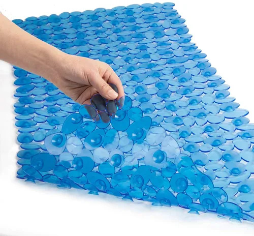 Vista 13 de WELTRXE Tapete ovalado antideslizante con burbujas negras para bañera, tapete de ducha con orificios de drenaje, ventosas, lavable a máquina, BPA