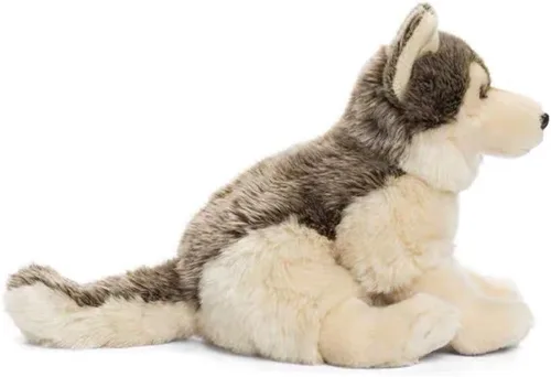 Vista 3 de TAMMYFLYFLY Pequeño lobo gris plateado realista de peluche puf de peluche