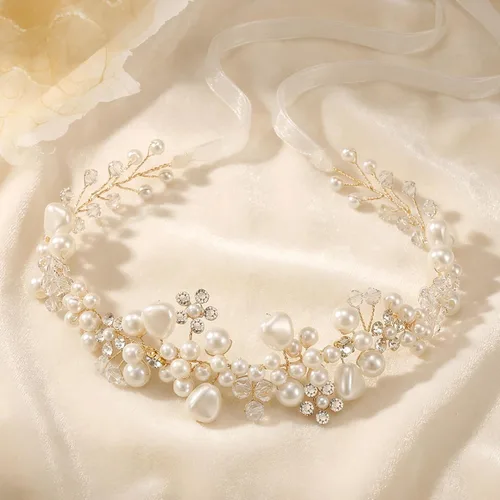 Vista 4 de Accesorio para el cabello de niña de las flores, accesorio para el cabello de boda para mujer, accesorios irregulares para el cabello de perlas