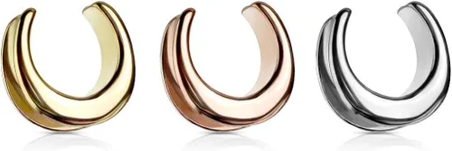 Vista 4 de Pierced Owl - Rose Gold Tone Plain Saddle Spreader Ear Gauges in 316L Stainless Steel, Sold as A Pair
