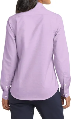 Vista 2 de Camisa de manga larga sin arrugas SuperPro Oxford con cuello abierto para mujer