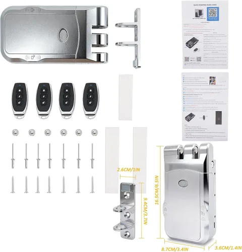 Vista 8 de Cerradura de puerta oculta con 4 mandos a distancia Entrada sin llave, cerrojo electrónico, diseño invisible, para seguridad del hogar