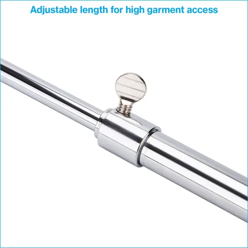 Vista 3 de SSWBasics Gancho cromado para ropa, poste de gancho cromado duradero, gancho ajustable de alto alcance para ropa, poste de gancho de metal