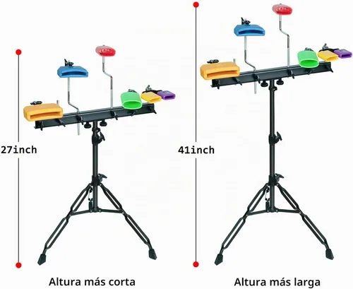 Vista 2 de MUSCELL Juego de bloques de percusión - Completo con soporte de montaje resistente y soporte incluidos, 6 bloques de mermelada de diferentes
