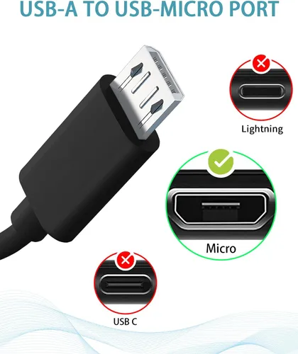 Vista 2 de Cable de carga [USB-Micro, 5 pies] para altavoz Logitech Ultimate Ears UE, Astro A50 A40 G933 G935 G633 G633 Auriculares para juegos, teclado