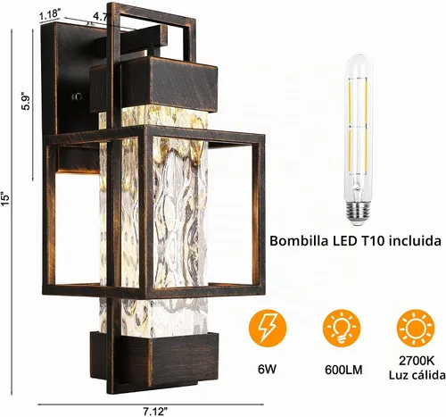 Vista 4 de PARTPHONER Luminarias Modernas para Exteriores Iluminación Exterior de Anochecer a Amanecer Paquete de 2, Aplique de Pared Exterior de 15 pulgadas
