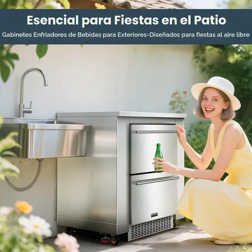 Vista 3 de BODEGA Gabinete de Cocina Exterior de Acero Inoxidable de 24 Pulgadas para Refrigerador de Bebidas, Módulo de Gabinetes de Electrodomésticos