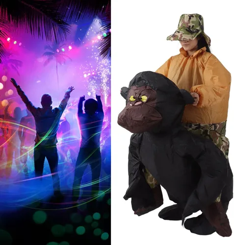 Vista 4 de TOPINCN Disfraz inflable para adultos, divertidos disfraces de chimpancé para adultos, disfraces inflables de Halloween, disfraces de cosplay