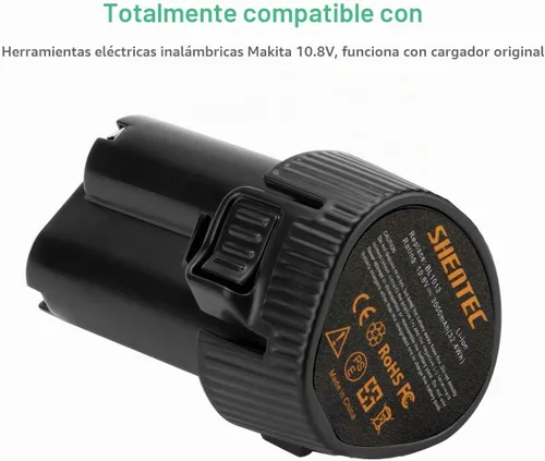 Vista 4 de Shentec Paquete de 2 baterías de 10.8 V 3000 mAh compatibles con Makita BL1013