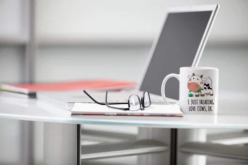 Vista 6 de Taza de café de cerámica con estampado de vaca Kawaii para mujeres, mamá o hija