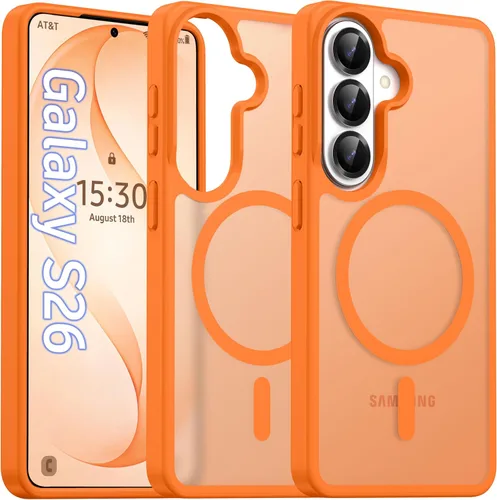 Vista 90 de Oterkin Funda magnética para Samsung Galaxy A17 mate, funda de teléfono A17 compatible con MagSafe esmerilada, translúcida, a prueba de golpes Negro