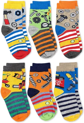 Vista 2 de Jefferies Socks Paquete de 6 calcetines con patrón de herramientas para niños