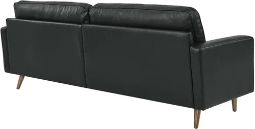Vista 7 de Modway Valour - Sofá de cuero y espuma densa de 88 pulgadas con acabado negro