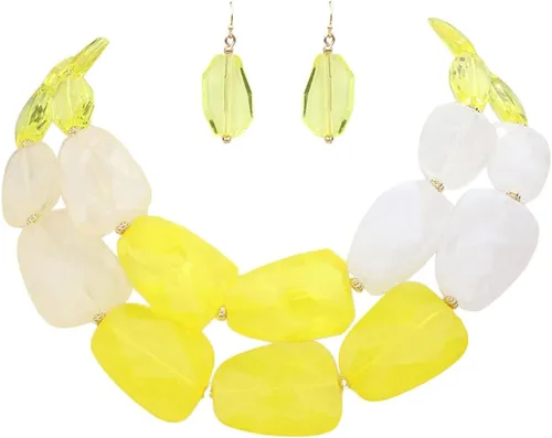 Vista 9 de Rosemarie Collections Conjunto de collar y pendientes elegantes con resina pulida ombre para mujer, 40,6 cm + 7,6 cm de extensor