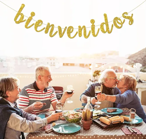Vista 7 de Cartel de Bienvenidos - Decoración de fiesta mexicana de bienvenida - Cartel español para decoración de fiesta en el hogar - Suministros
